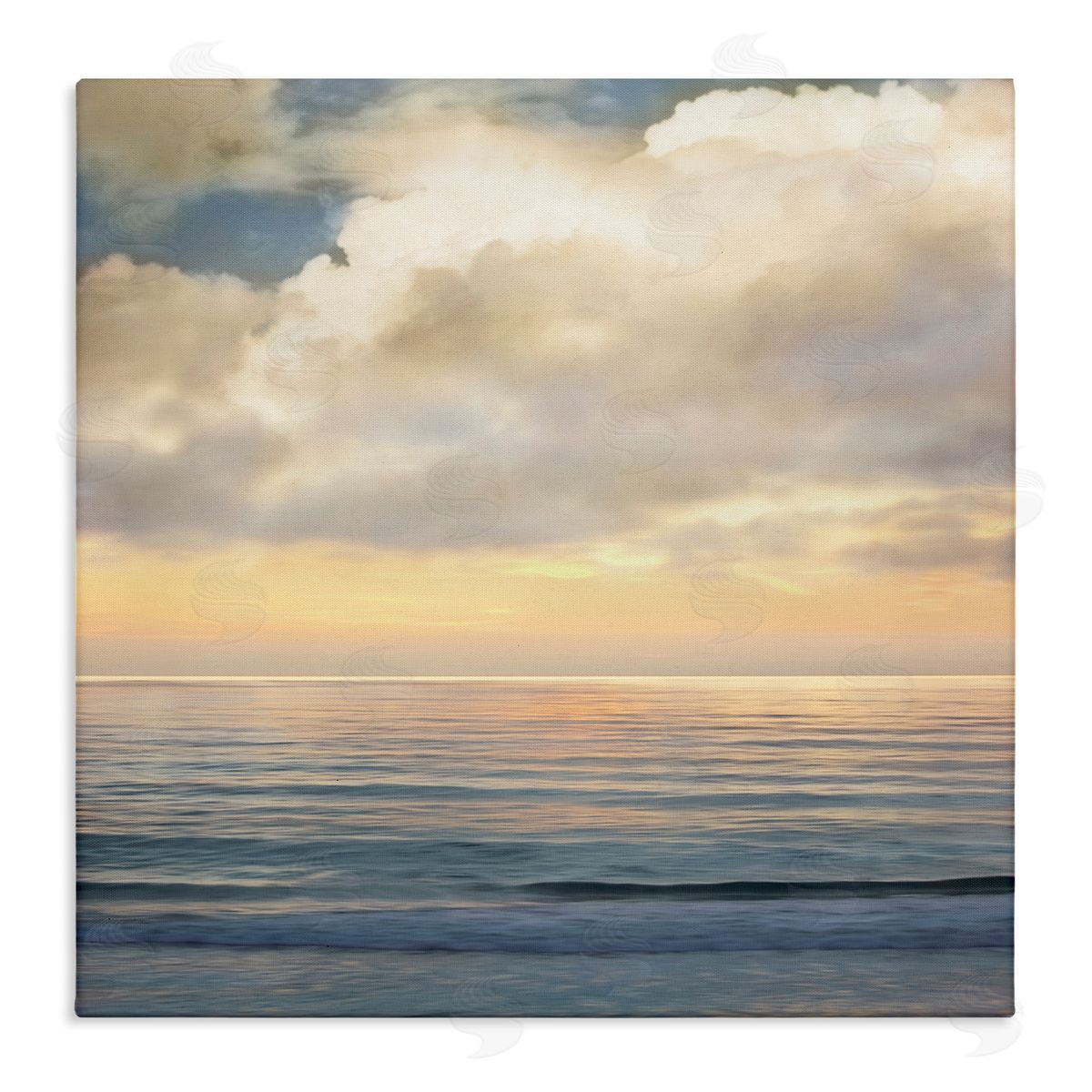 John Seba Soft Ocean Sunset Cloudy Nautical Horizon Stretched Canvas Wall Art Print
