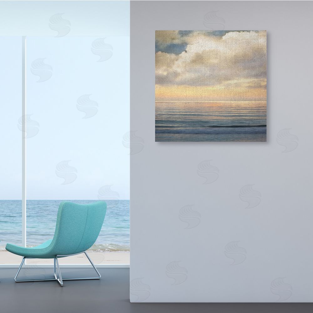 John Seba Soft Ocean Sunset Cloudy Nautical Horizon Canvas Wall Art in Room