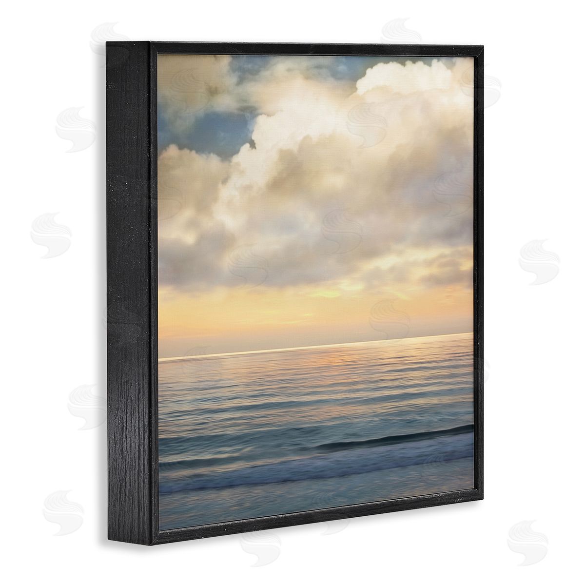 John Seba Soft Ocean Sunset Cloudy Nautical Horizon Black Framed Glicee Wall Art Print