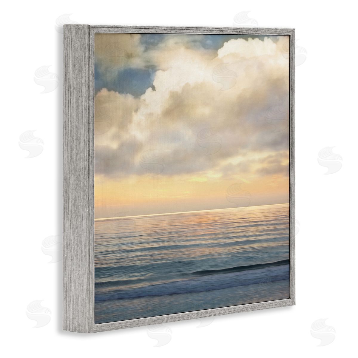 John Seba Soft Ocean Sunset Cloudy Nautical Horizon Gray Framed Glicee Wall Art Print