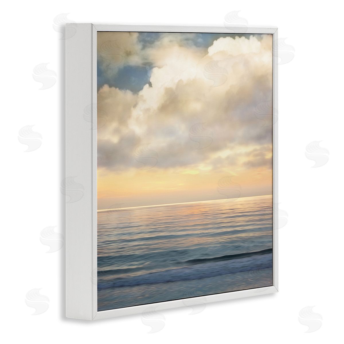 John Seba Soft Ocean Sunset Cloudy Nautical Horizon White Framed Glicee Wall Art Print