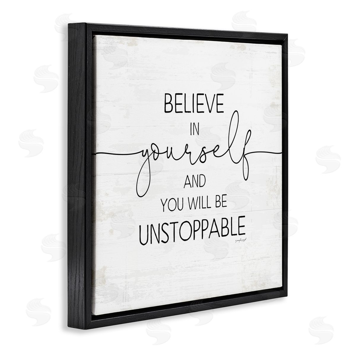 Believe In Yourself Inspirational Black Floating Frame Canvas Wall Art, Home Decor by Jennifer Pugh