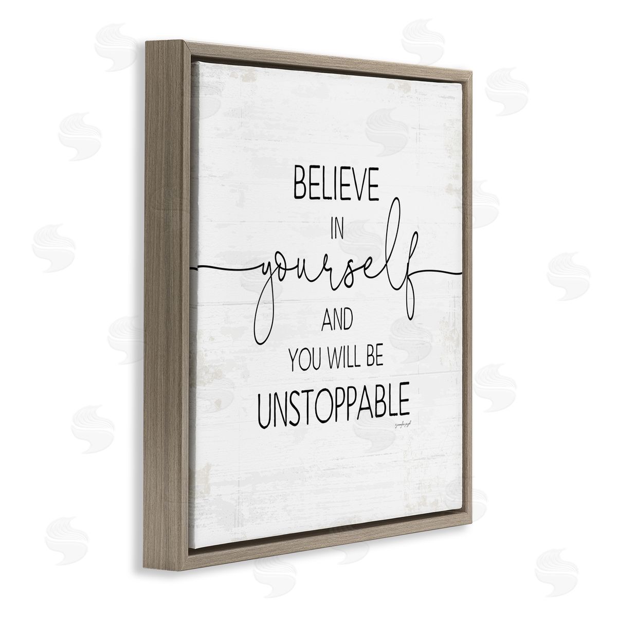Believe In Yourself Inspirational Brown Floating Frame Canvas Wall Art, Home Decor by Jennifer Pugh