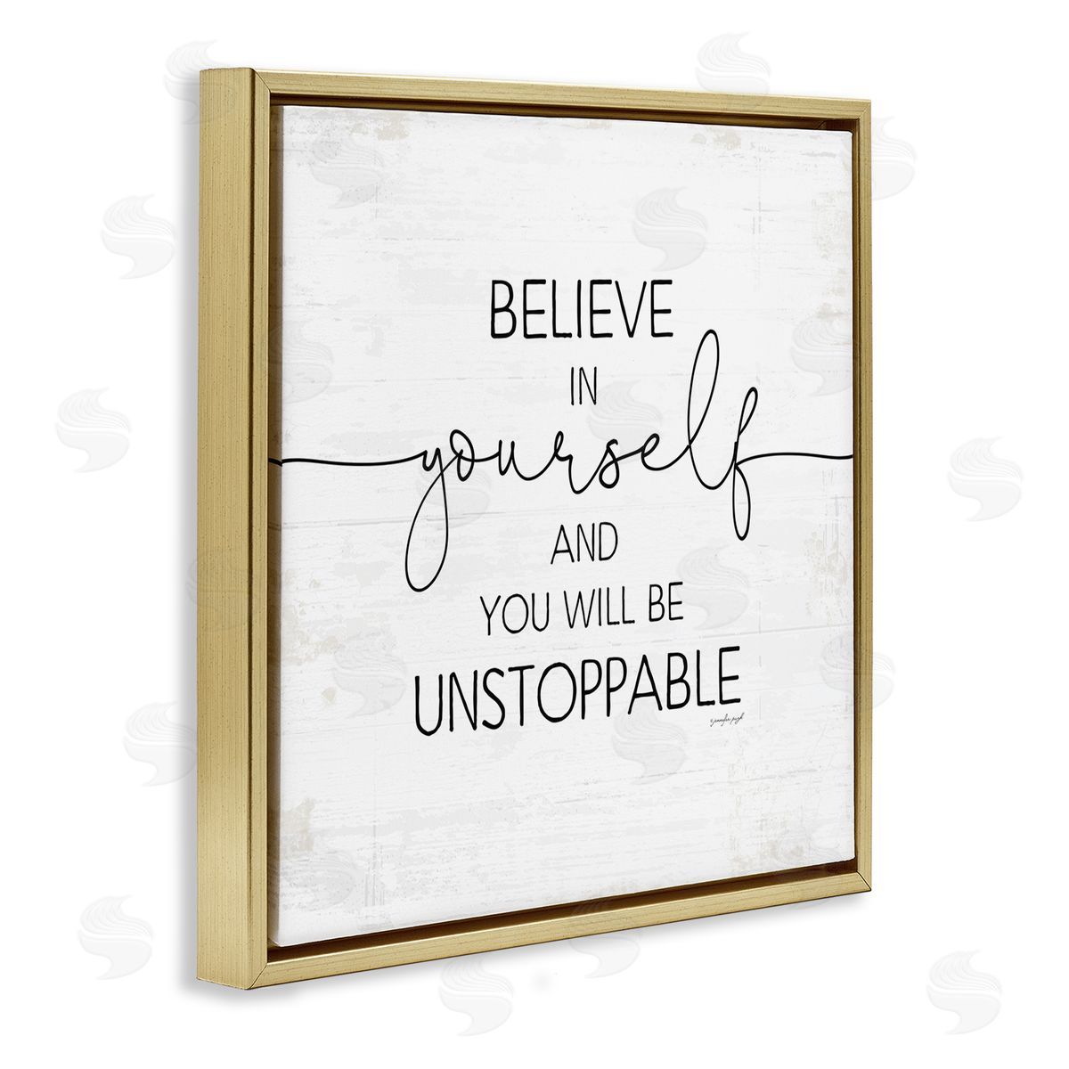 Believe In Yourself Inspirational Gold Floating Frame Canvas Wall Art, Home Decor by Jennifer Pugh