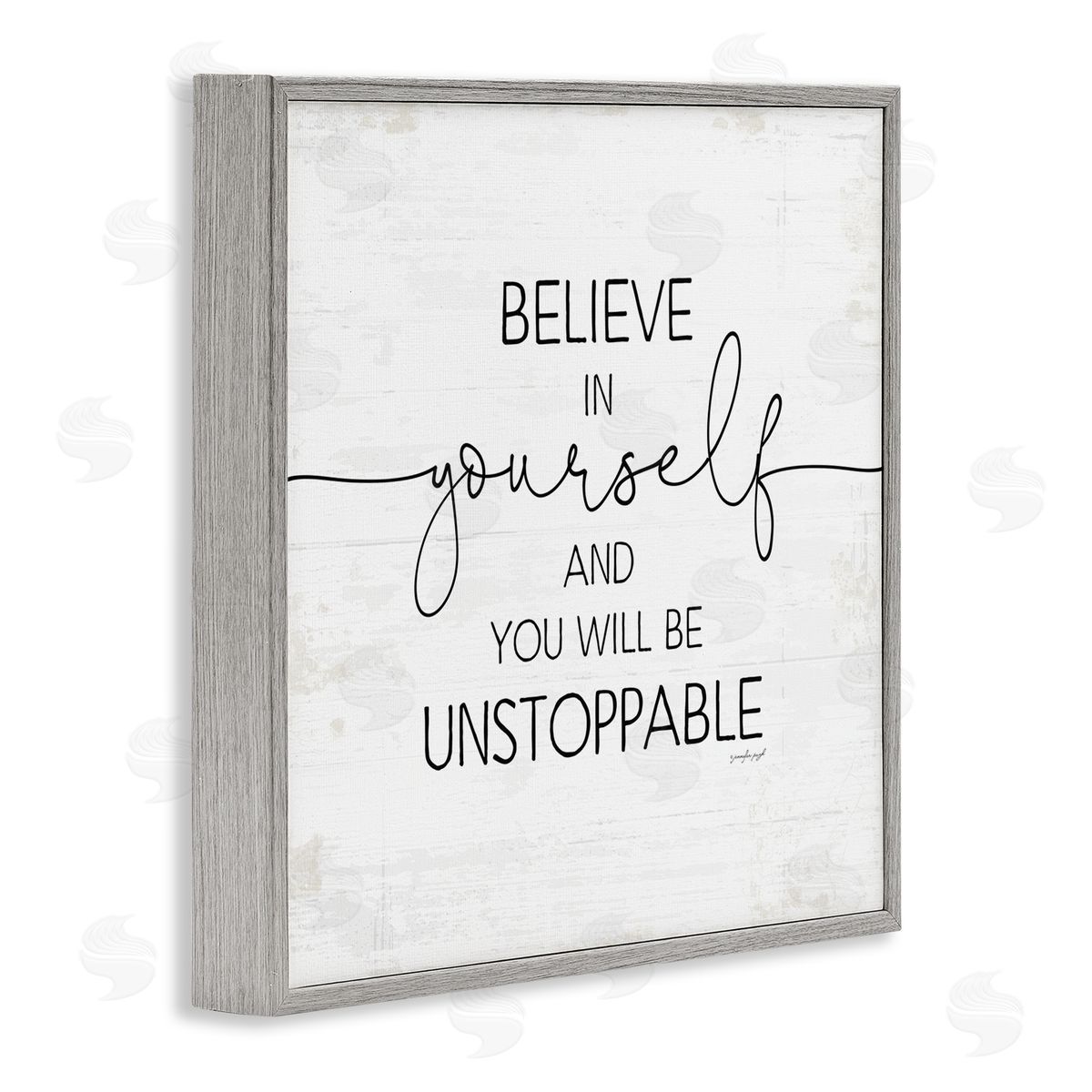 Believe In Yourself Inspirational Grey Frame Print Wall Art, Home Decor by Jennifer Pugh