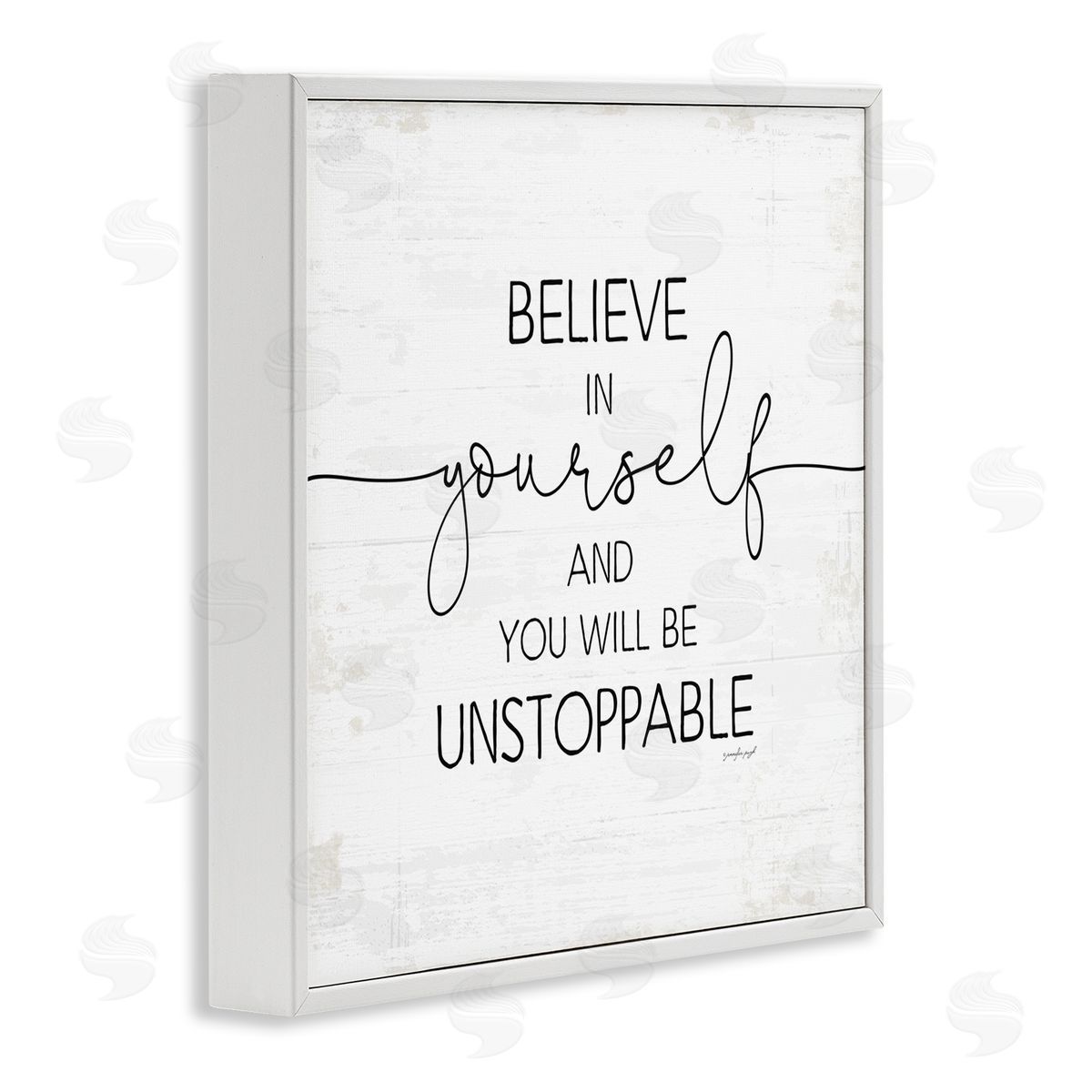 Believe In Yourself Inspirational White Frame Print Wall Art, Home Decor by Jennifer Pugh