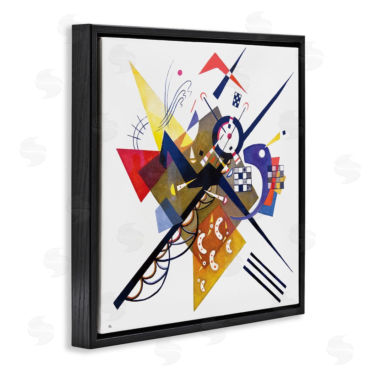 Wassily Kandinsky Traditional Abstract Painting Playful Shapes  Patterns Black Floating Frame Canvas Wall Art Print