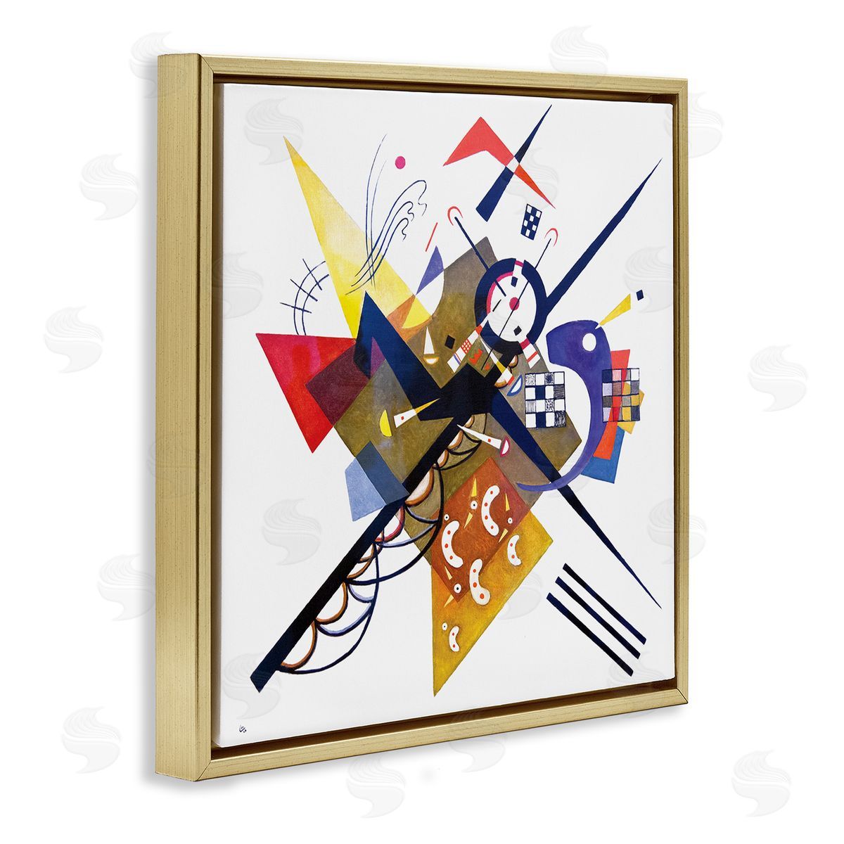 Wassily Kandinsky Traditional Abstract Painting Playful Shapes  Patterns Gold Floating Frame Canvas Wall Art Print