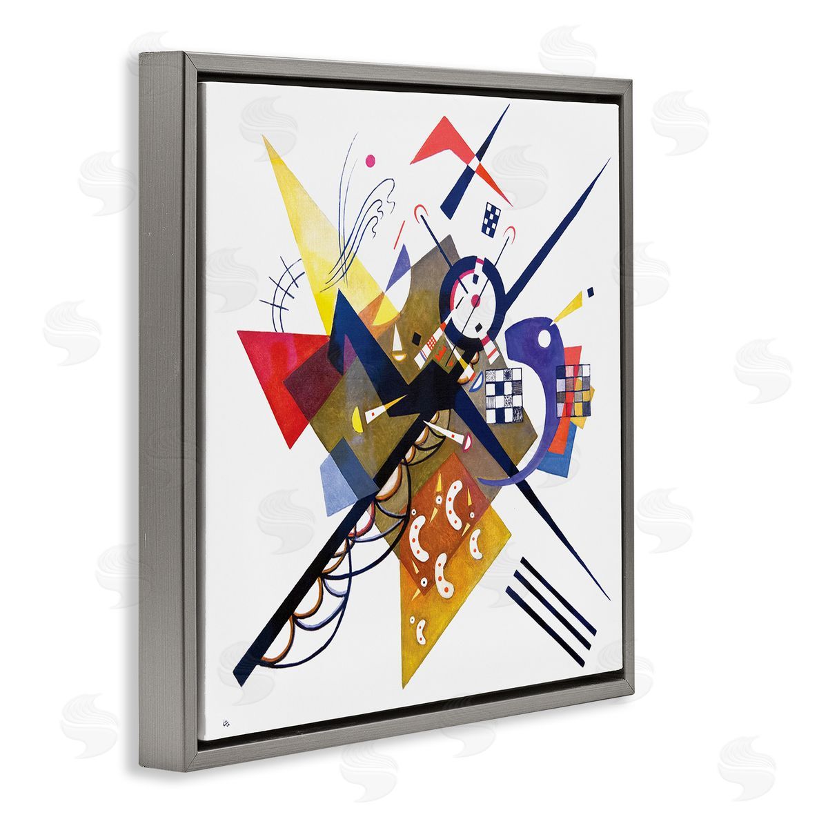 Wassily Kandinsky Traditional Abstract Painting Playful Shapes  Patterns Gray Floating Frame Canvas Wall Art Print