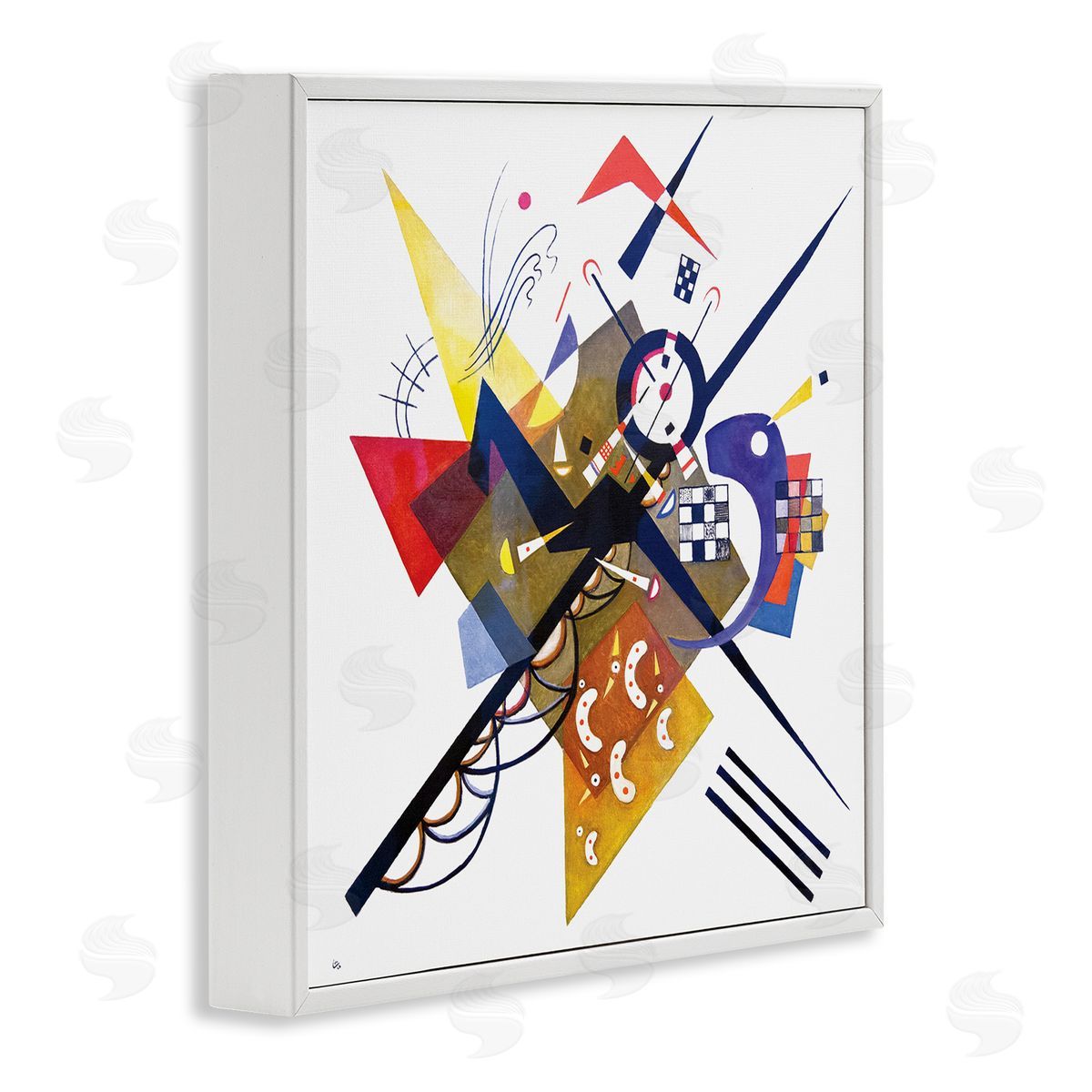 Wassily Kandinsky Traditional Abstract Painting Playful Shapes  Patterns White Framed Glicee Wall Art Print