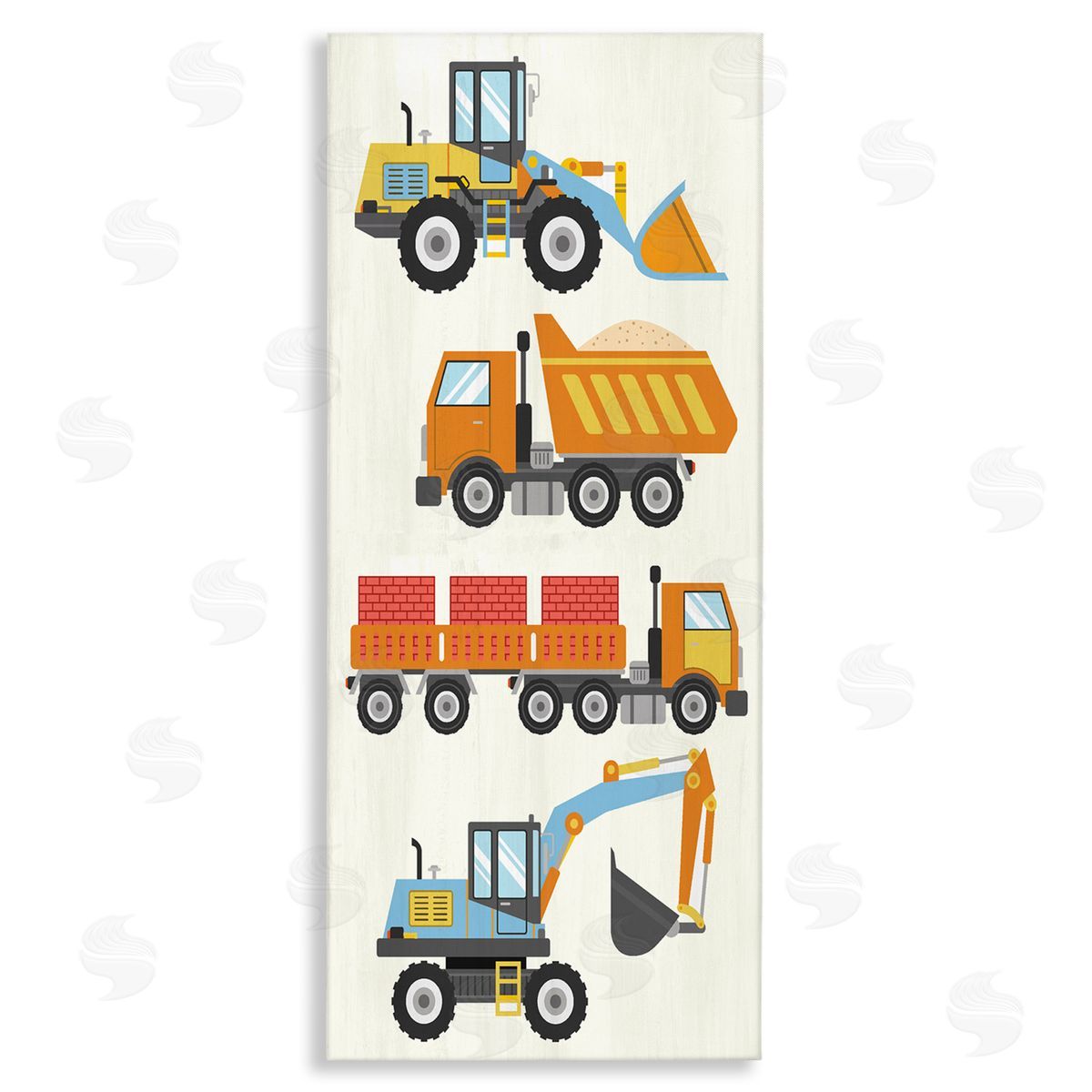 Playful Construction Vehicles Canvas Wall Art, Home Decor by Kim Allen