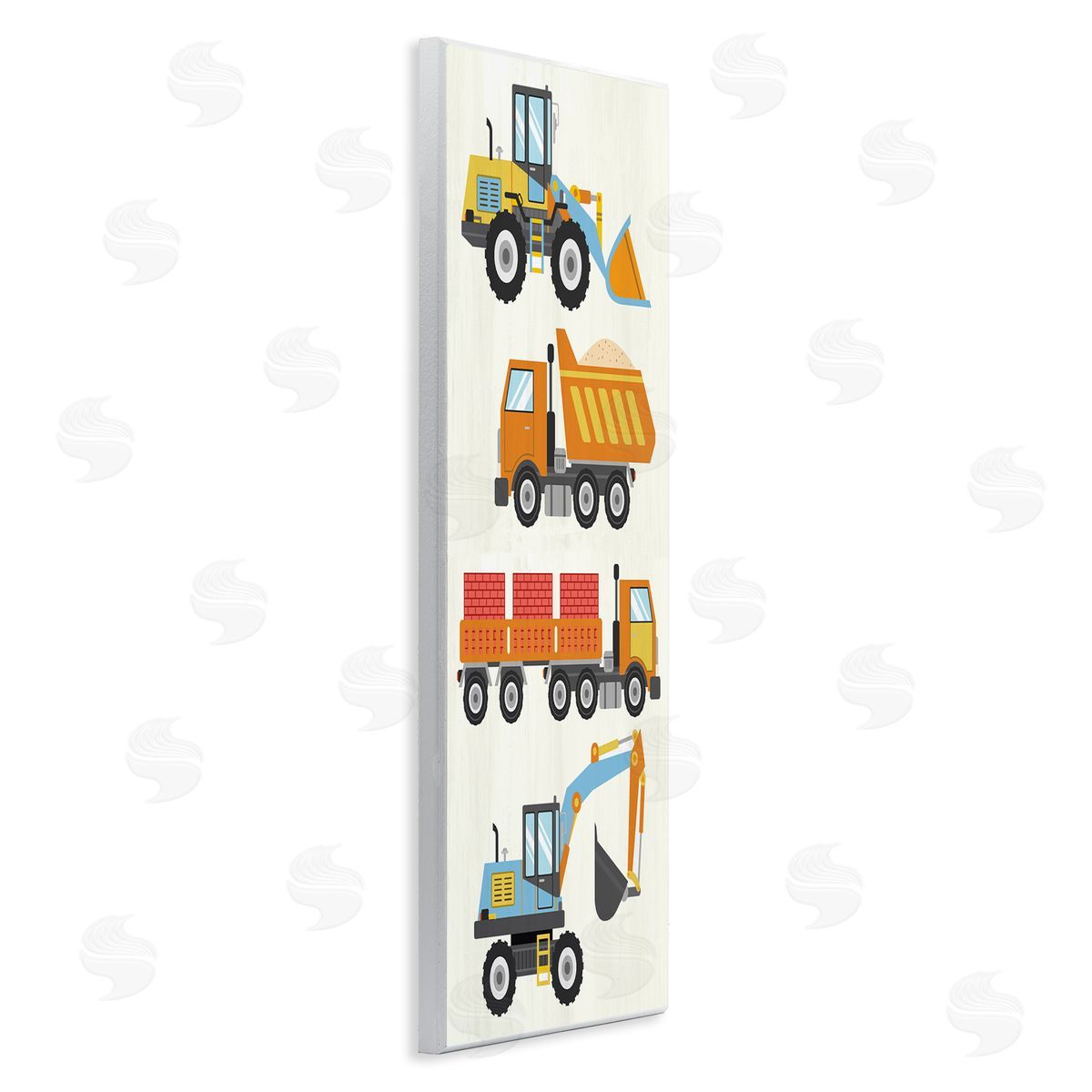 Playful Construction Vehicles Wood Plaque Wall Art, Home Decor by Kim Allen