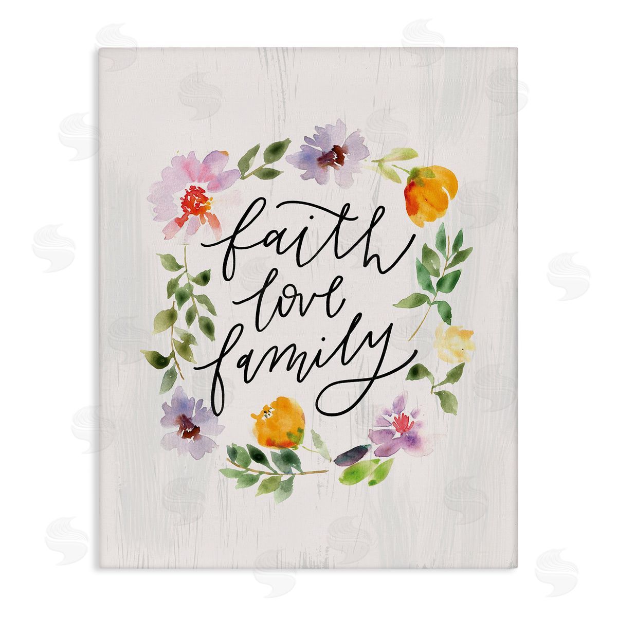 Loni Harris Faith Love Family Quote Traditional Floral Wreath