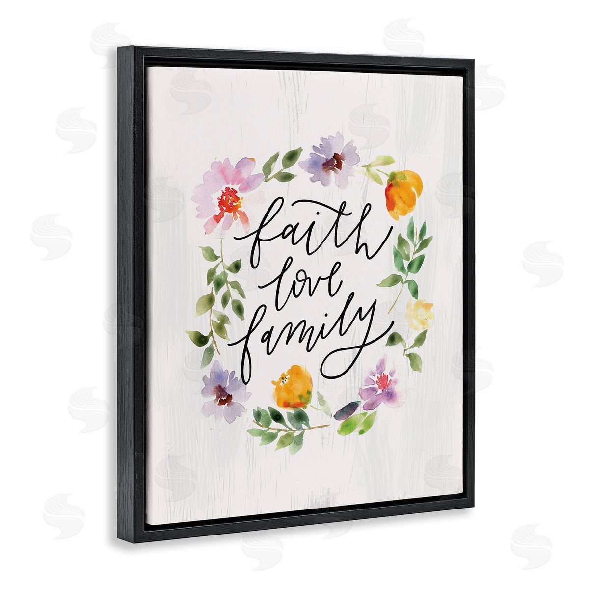 Loni Harris Faith Love Family Quote Traditional Floral Wreath