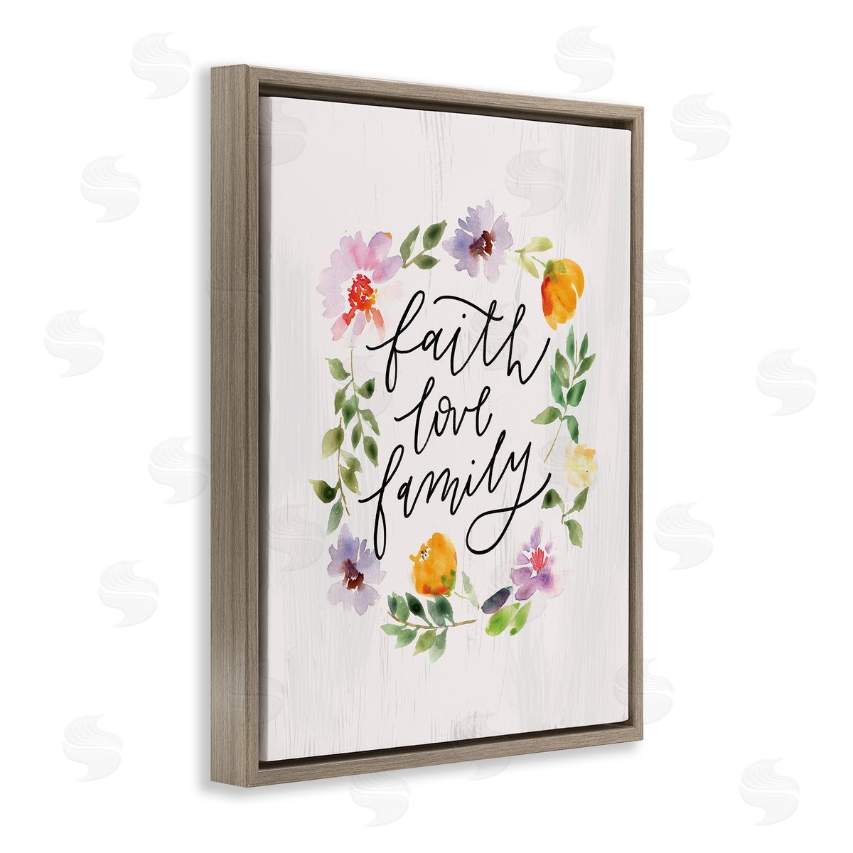 Loni Harris Faith Love Family Quote Traditional Floral Wreath
