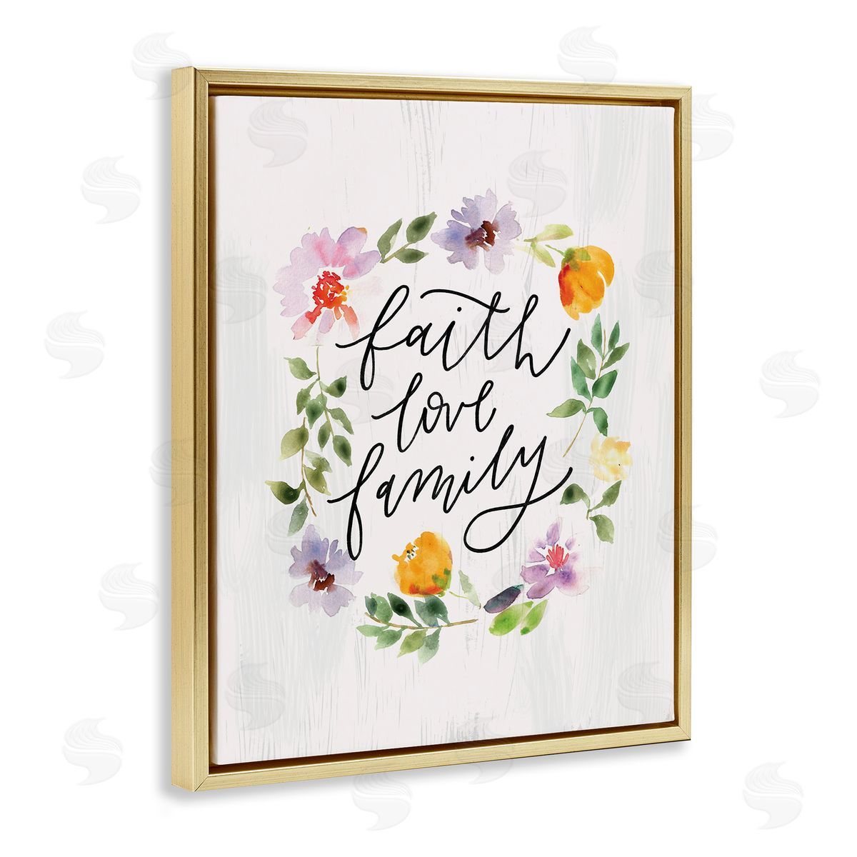 Loni Harris Faith Love Family Quote Traditional Floral Wreath
