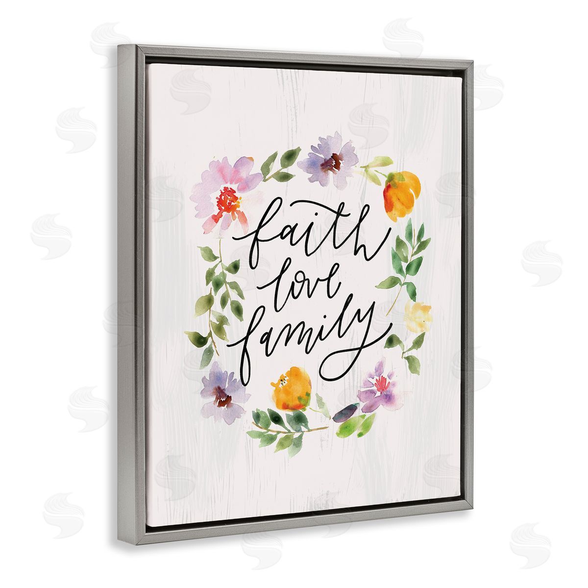 Loni Harris Faith Love Family Quote Traditional Floral Wreath