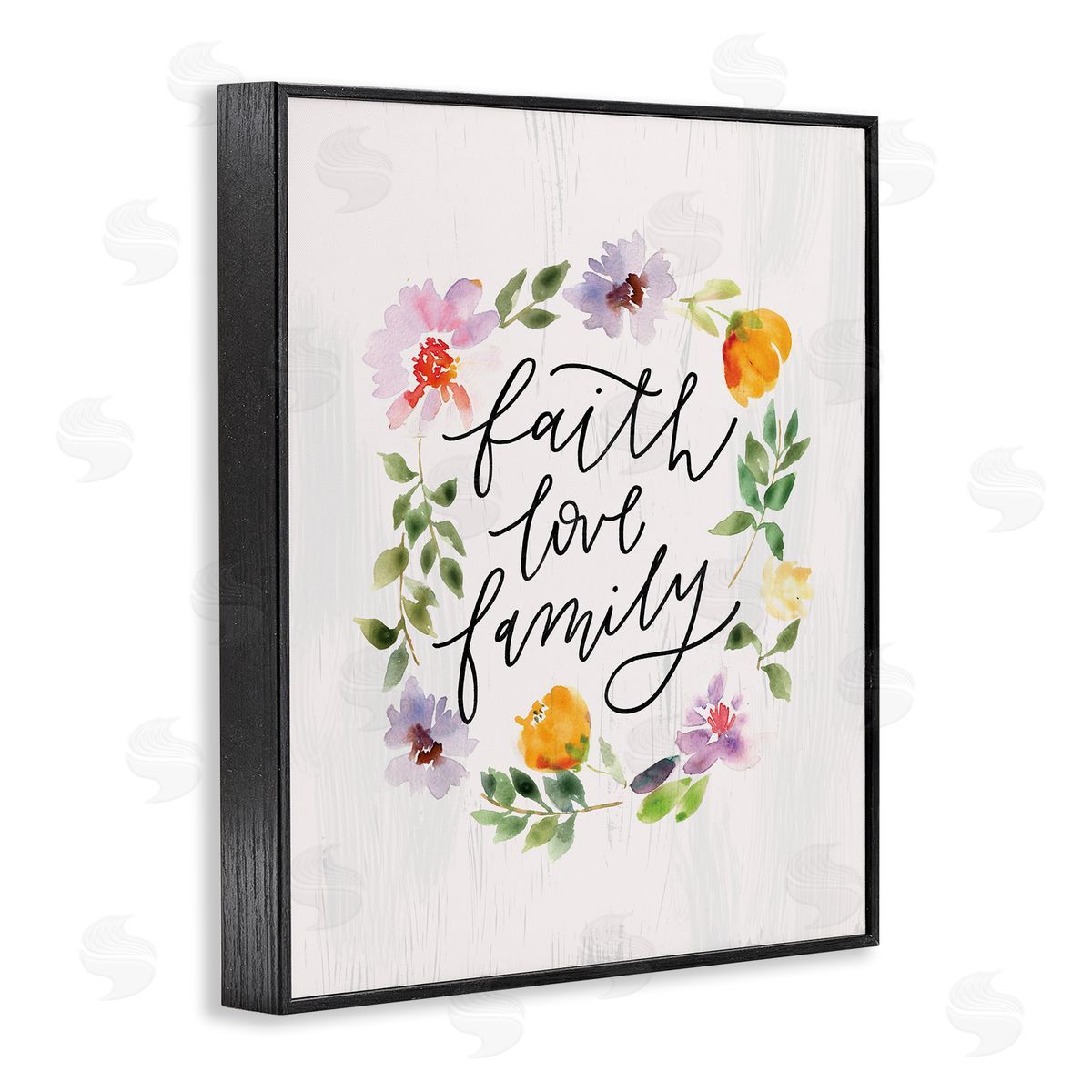 Loni Harris Faith Love Family Quote Traditional Floral Wreath