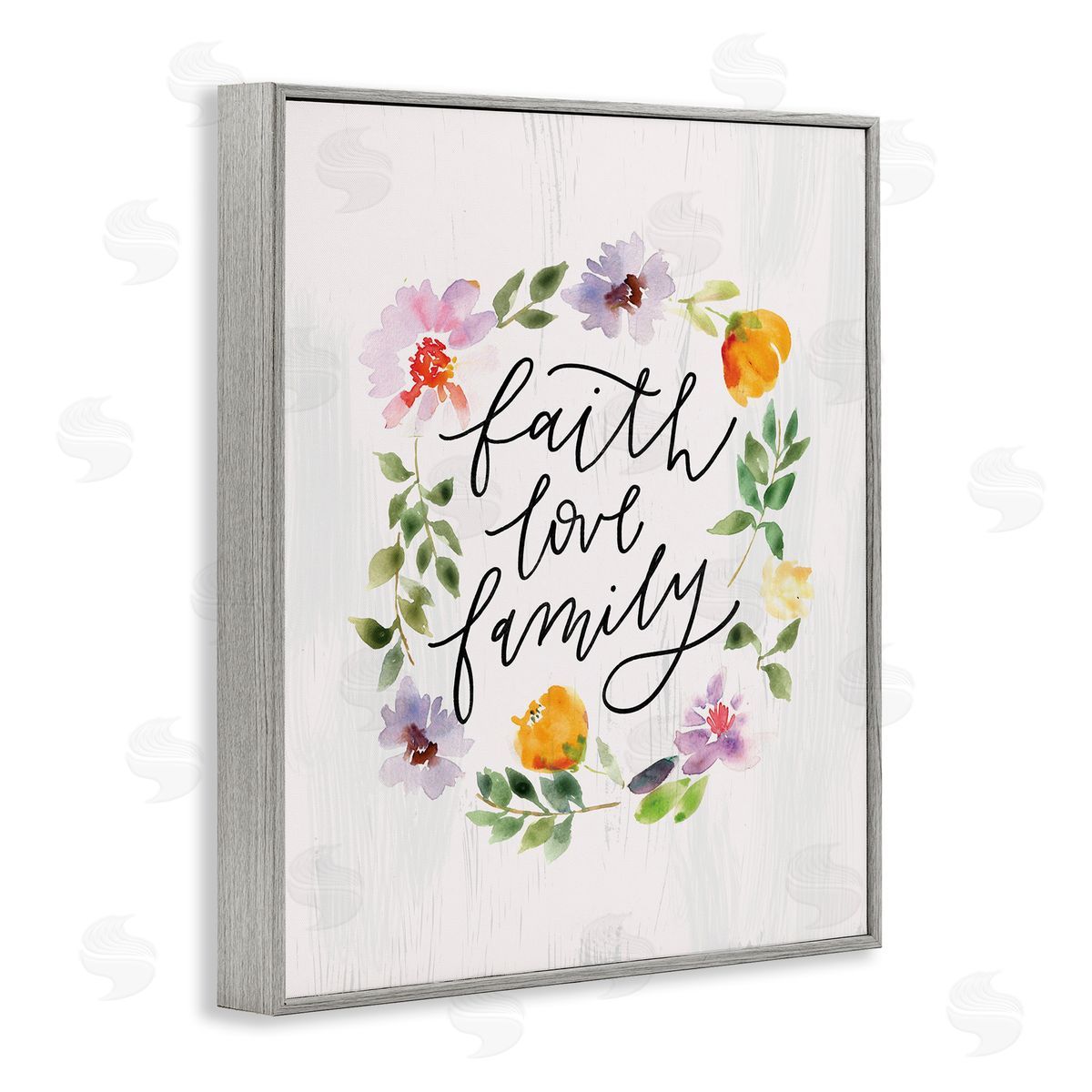 Loni Harris Faith Love Family Quote Traditional Floral Wreath