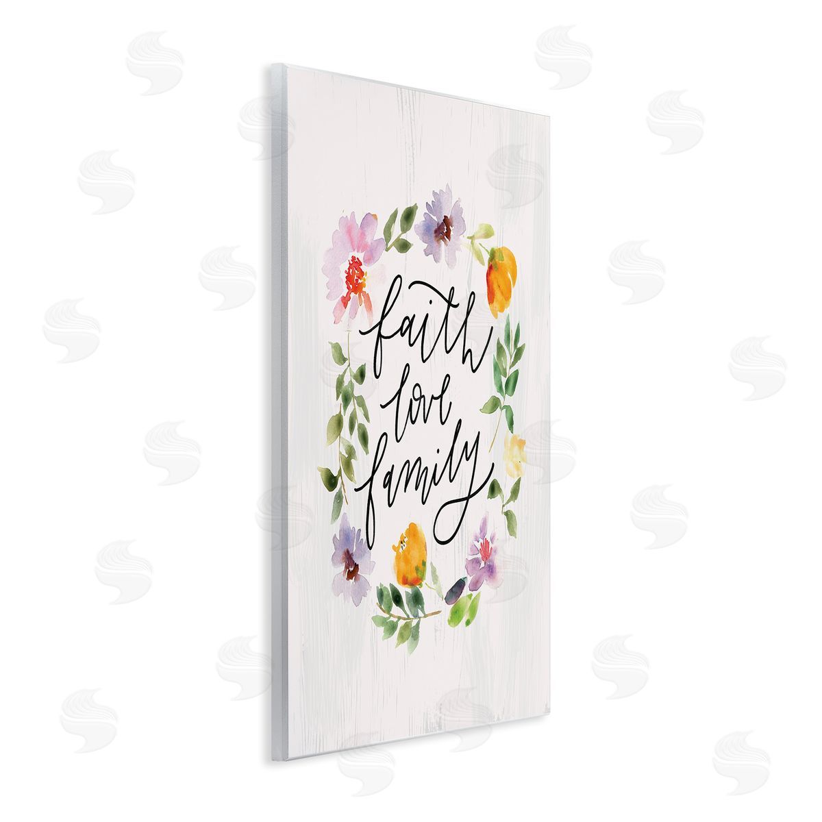Loni Harris Faith Love Family Quote Traditional Floral Wreath