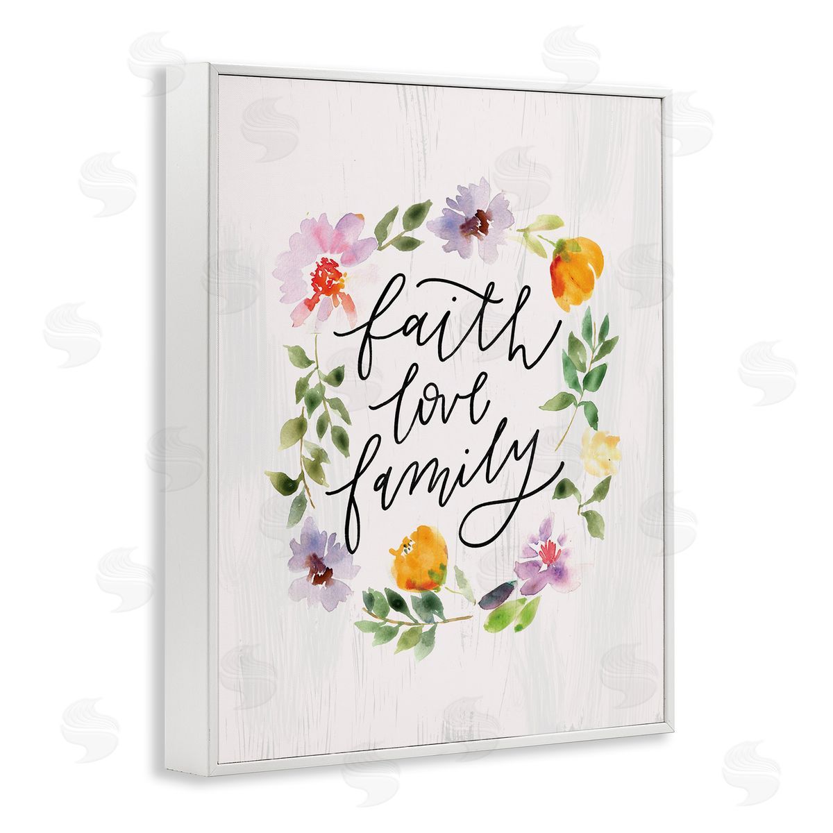 Loni Harris Faith Love Family Quote Traditional Floral Wreath
