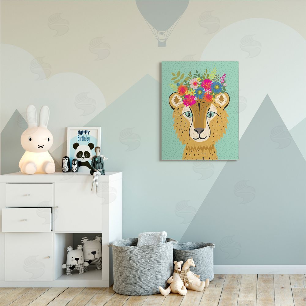 Lisa Perry Whitebutton Floral Crown Cheetah Spotted Fur Playful Animal