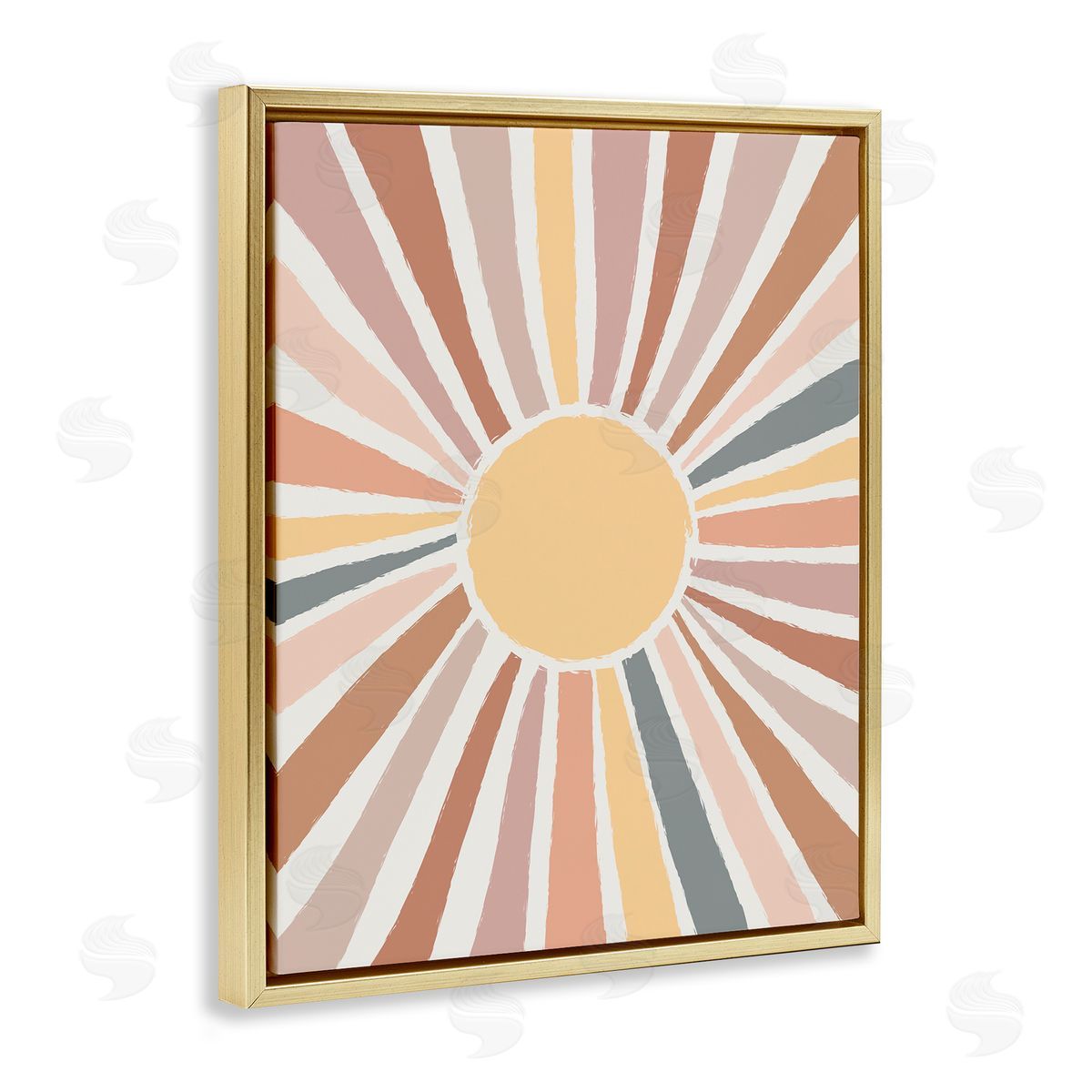 Southwestern Desert Sun Rays Gold Floating Frame Canvas Wall Art, Home Decor by Lisa Whitebutton