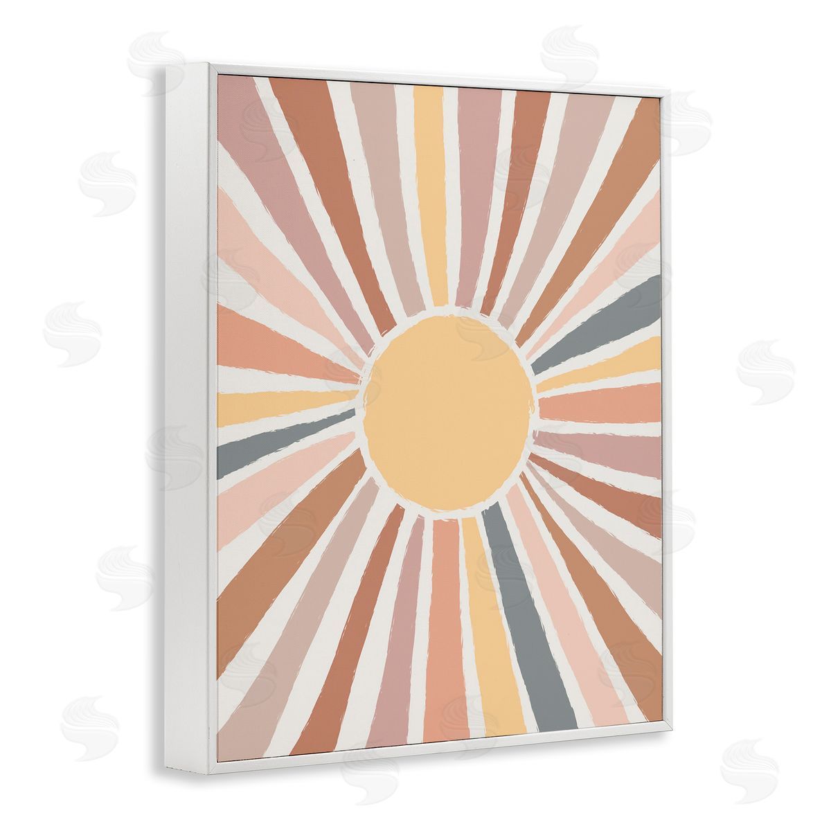 Southwestern Desert Sun Rays White Frame Print Wall Art, Home Decor by Lisa Whitebutton