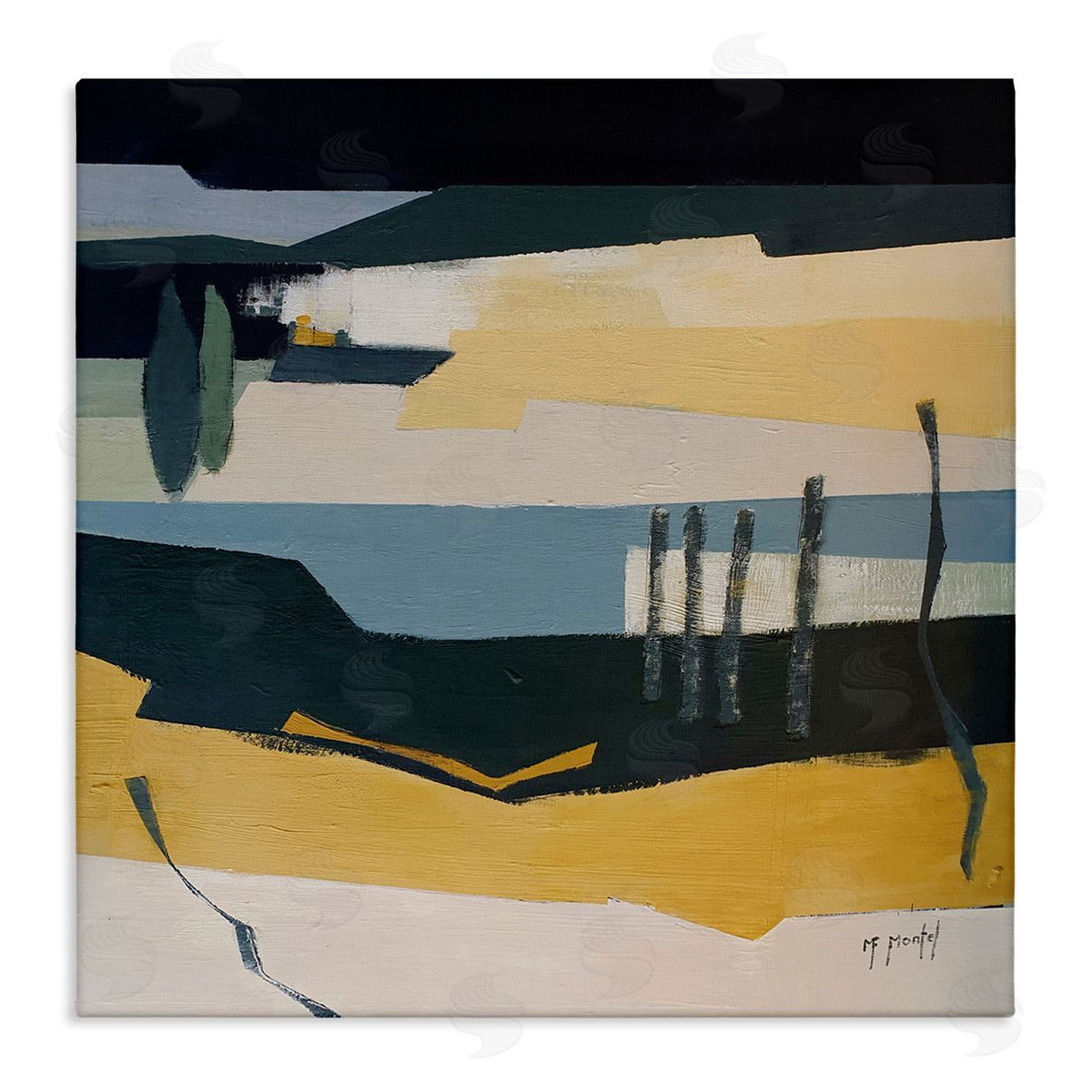 Fanou Montel Sometimes Obvious Montel Abstract Landscape Lake Stretched Canvas Wall Art Print