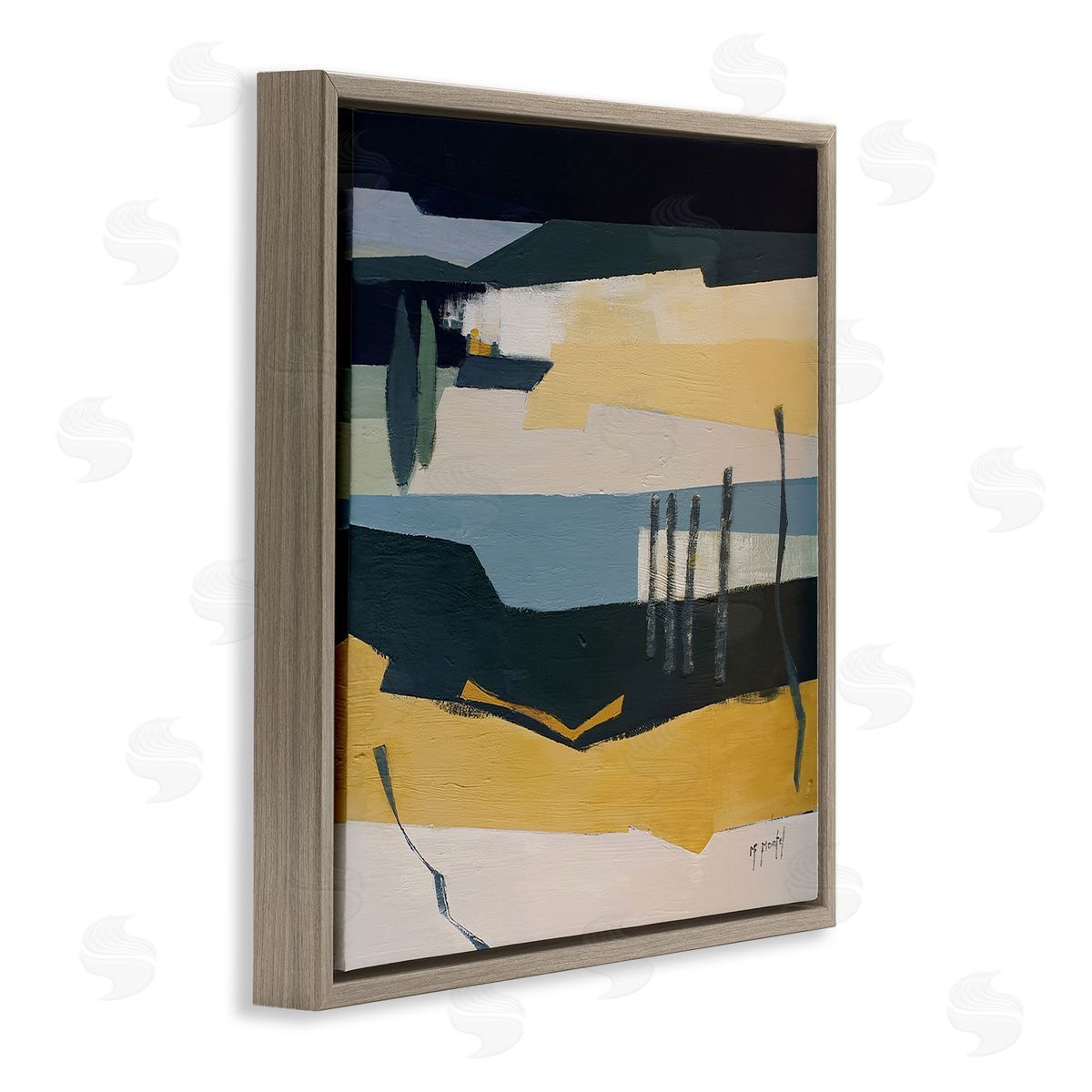 Fanou Montel Sometimes Obvious Montel Abstract Landscape Lake Brown Floating Frame Canvas Wall Art Print