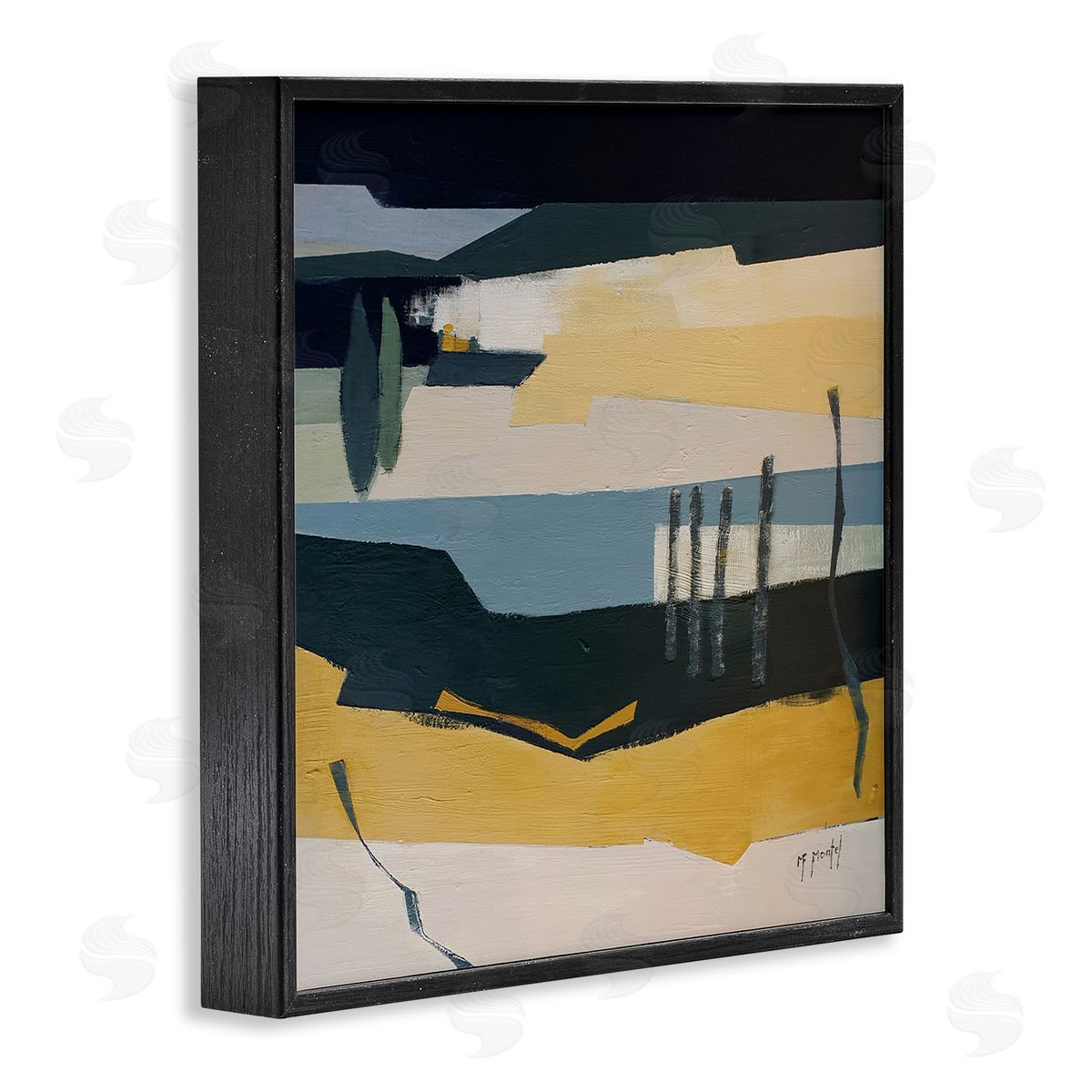Fanou Montel Sometimes Obvious Montel Abstract Landscape Lake Black Framed Glicee Wall Art Print