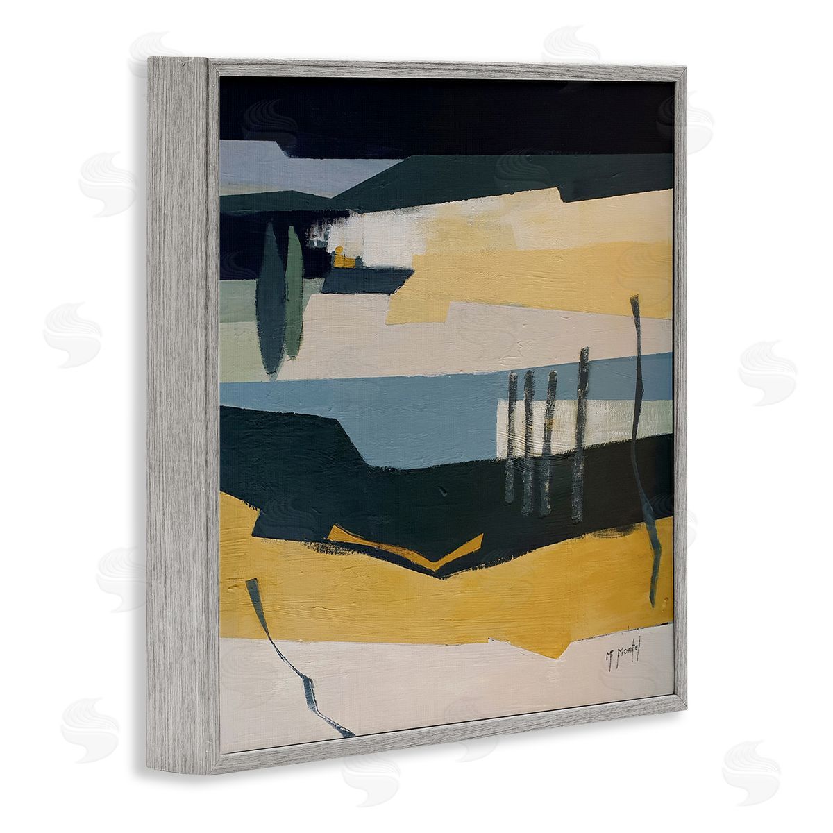 Fanou Montel Sometimes Obvious Montel Abstract Landscape Lake Gray Framed Glicee Wall Art Print