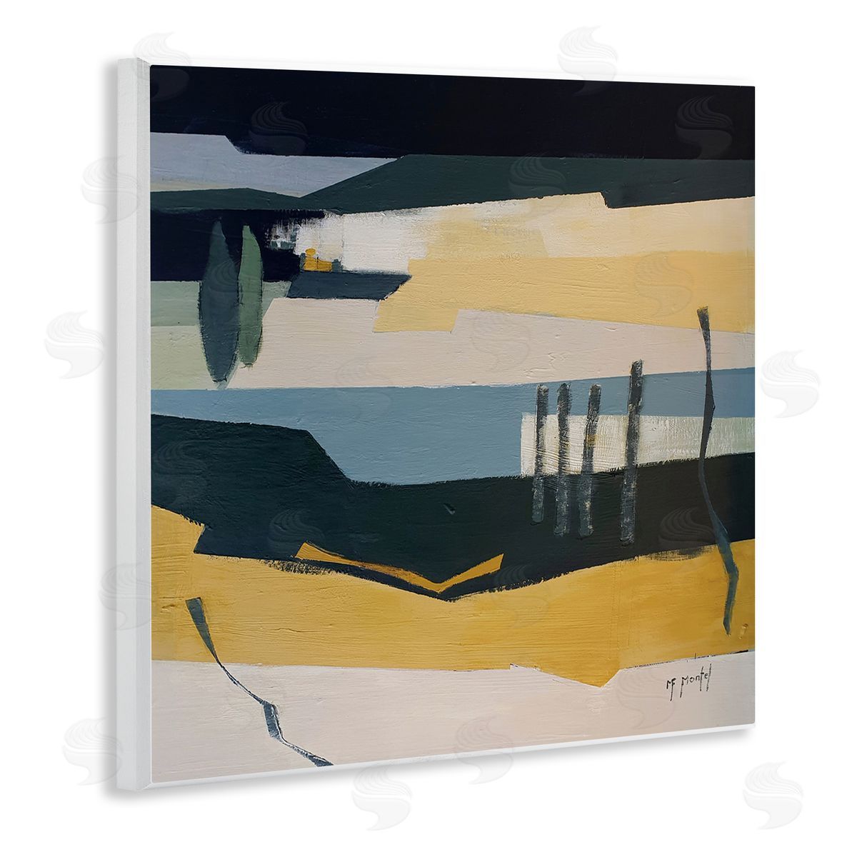 Fanou Montel Sometimes Obvious Montel Abstract Landscape Lake Wooden Wall Plaque Art Print