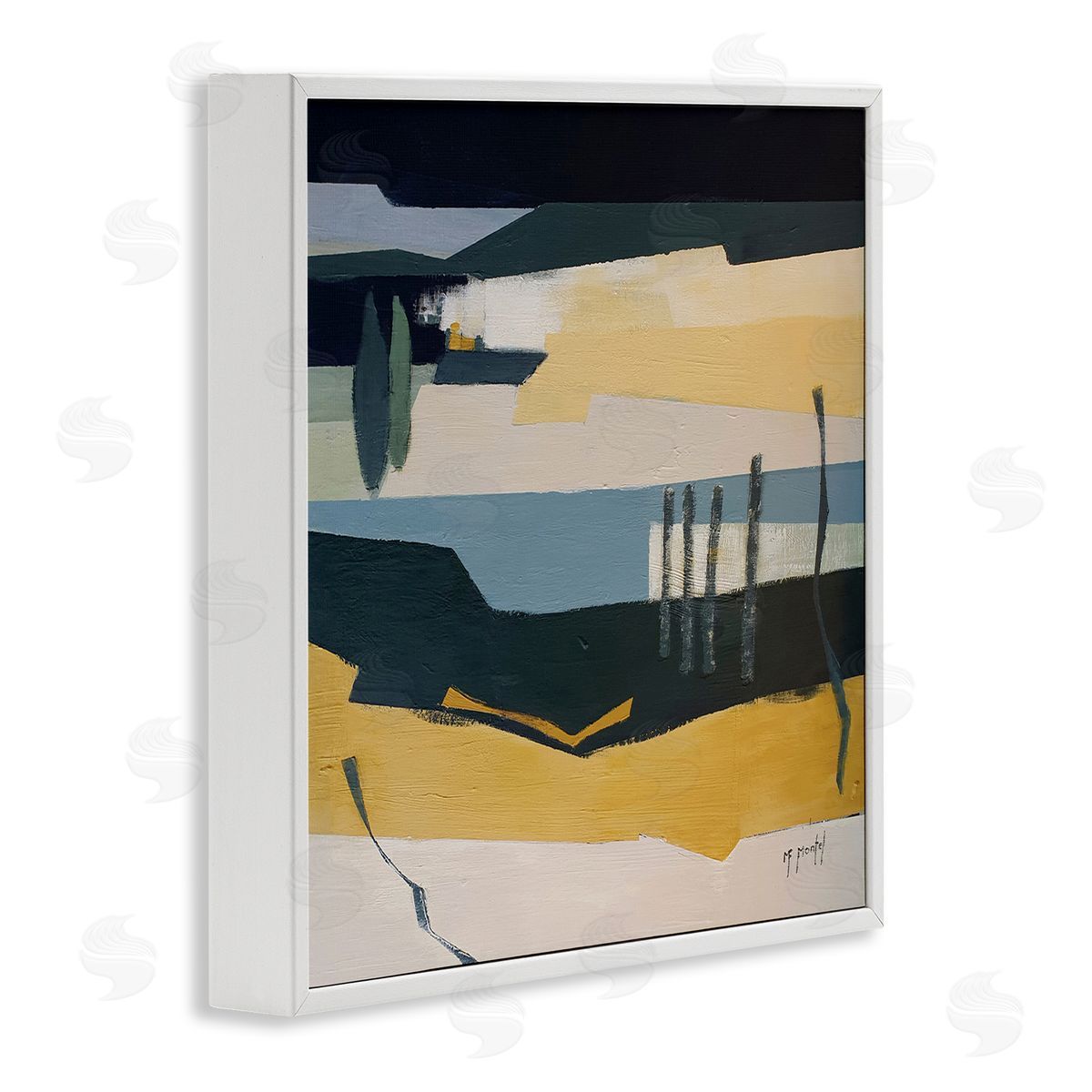 Fanou Montel Sometimes Obvious Montel Abstract Landscape Lake White Framed Glicee Wall Art Print
