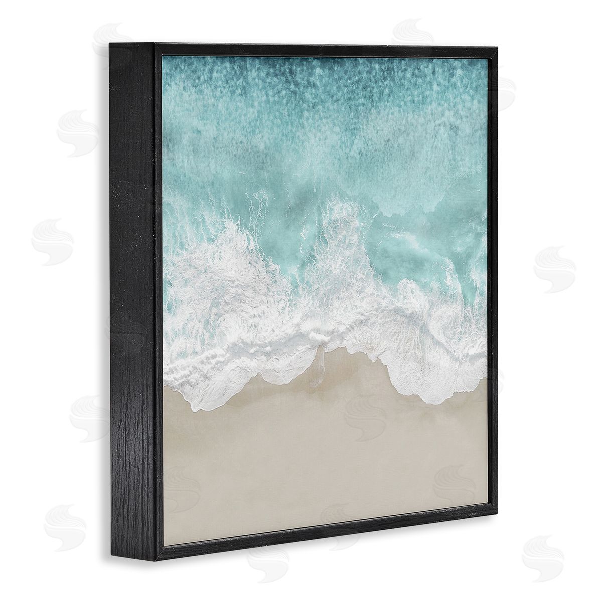 Sea Foam on Sandy Beach Black Frame Print Wall Art, Home Decor by Maggie Olsen