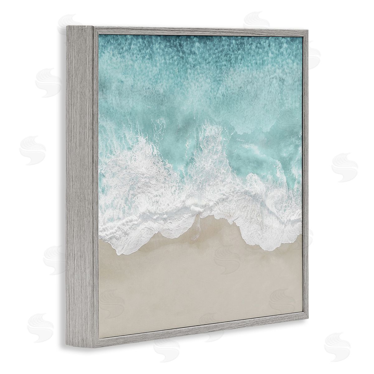 Sea Foam on Sandy Beach Grey Frame Print Wall Art, Home Decor by Maggie Olsen