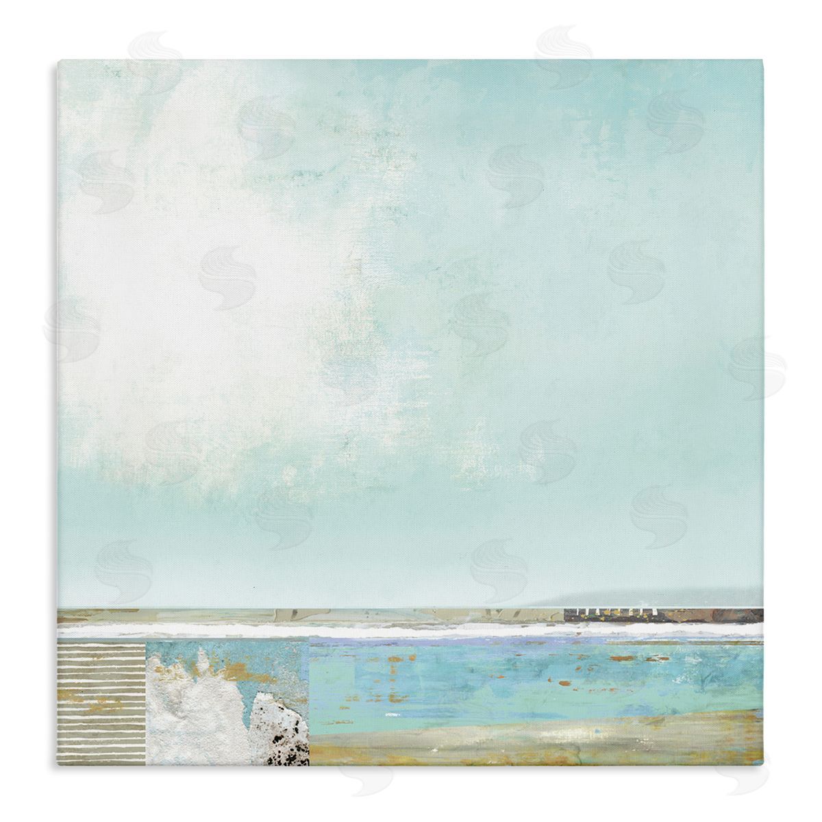 Suzanne Nicoll Ocean Boardwalk Abstraction Sunny Daytime Beach Stretched Canvas Wall Art Print