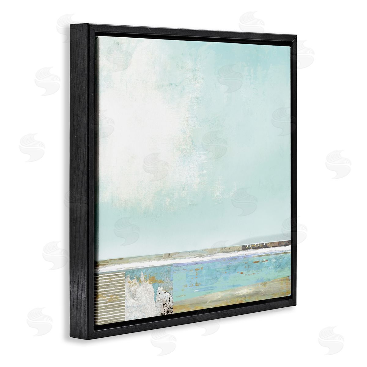 Suzanne Nicoll Ocean Boardwalk Abstraction Sunny Daytime Beach Black Floating Frame Canvas Wall Art Print