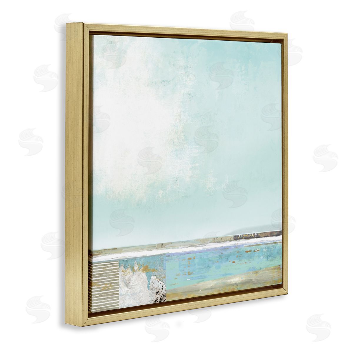 Suzanne Nicoll Ocean Boardwalk Abstraction Sunny Daytime Beach Gold Floating Frame Canvas Wall Art Print