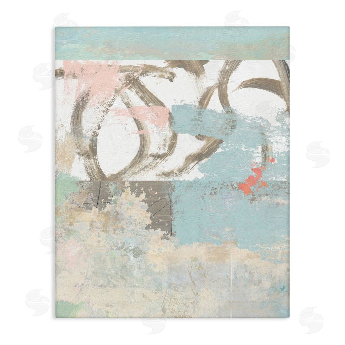 Suzanne Nicoll Messy Blue Paintbrush Strokes Over Abstract Shapes 