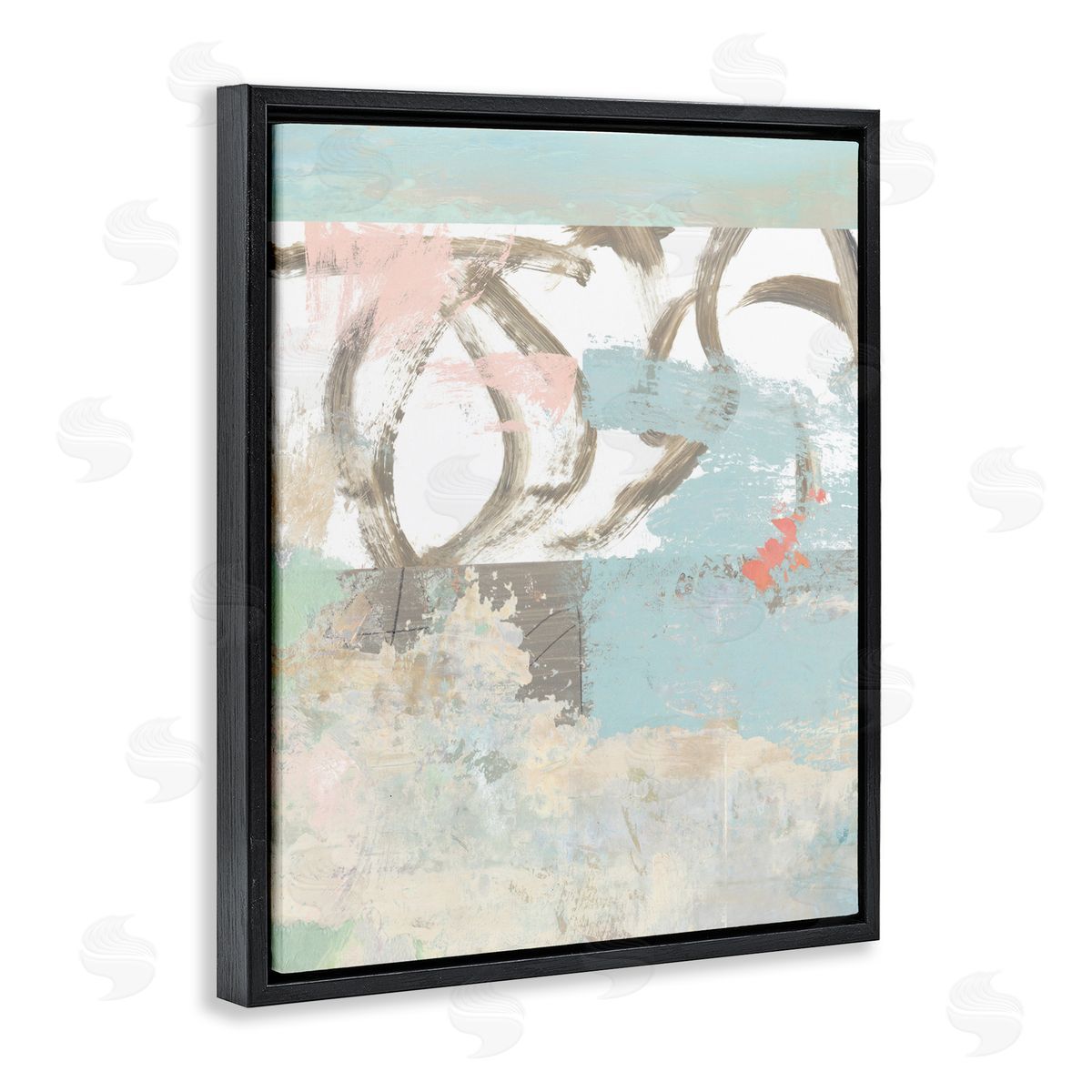 Suzanne Nicoll Messy Blue Paintbrush Strokes Over Abstract Shapes 
