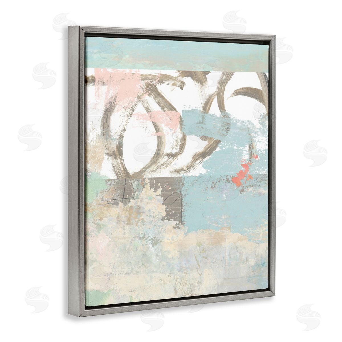 Suzanne Nicoll Messy Blue Paintbrush Strokes Over Abstract Shapes 