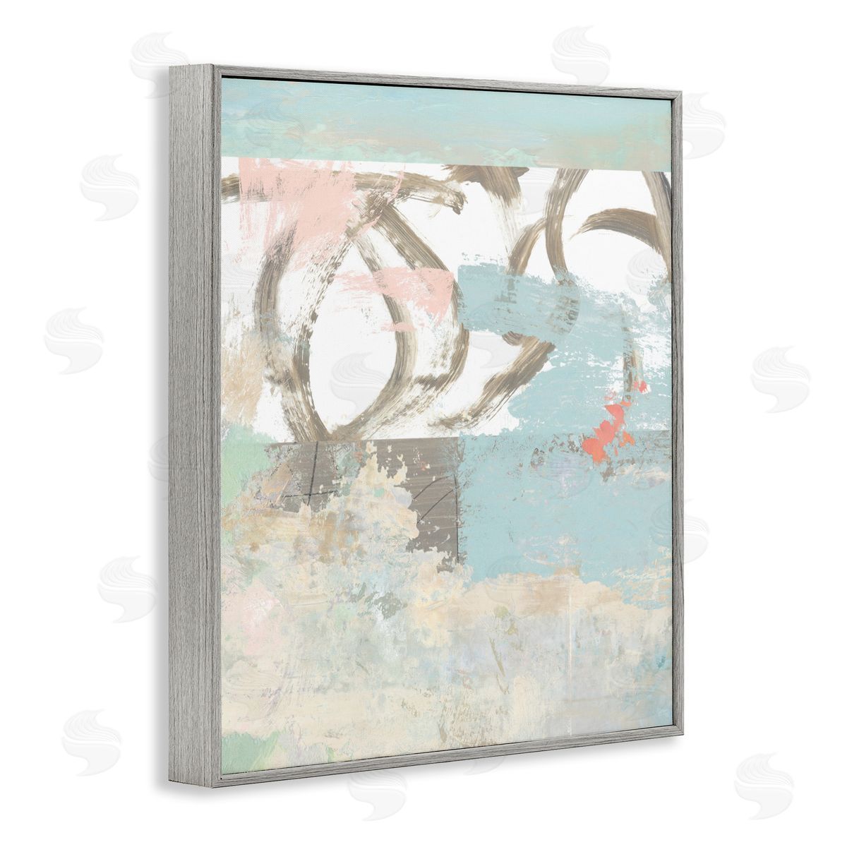 Suzanne Nicoll Messy Blue Paintbrush Strokes Over Abstract Shapes 