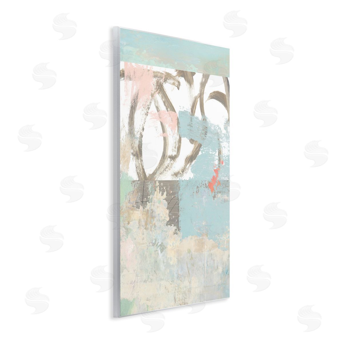 Suzanne Nicoll Messy Blue Paintbrush Strokes Over Abstract Shapes 