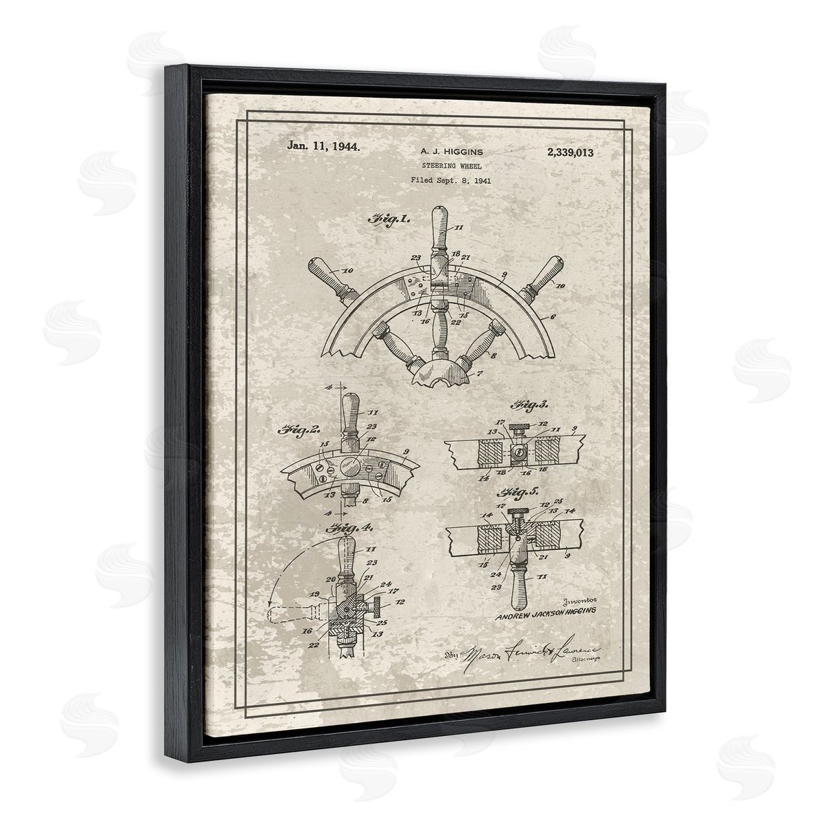 Stupell Studio Vintage Ship Steering Wheel Diagram Interior View