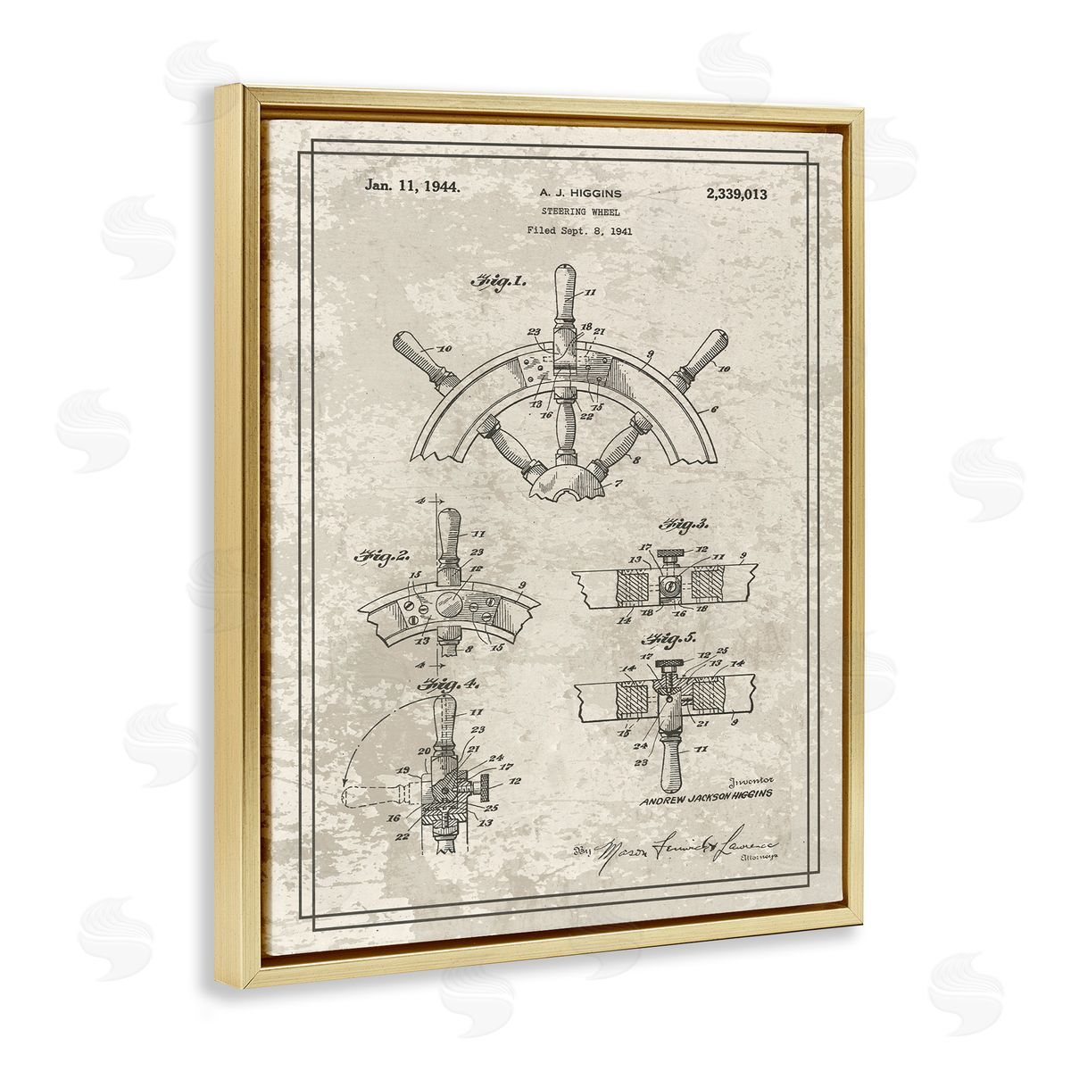 Stupell Studio Vintage Ship Steering Wheel Diagram Interior View