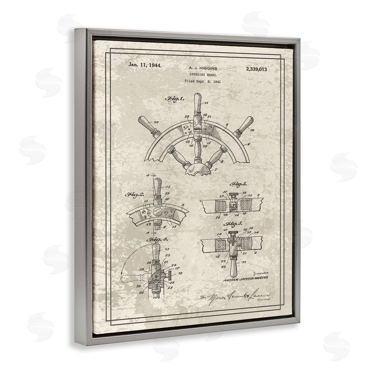 Stupell Studio Vintage Ship Steering Wheel Diagram Interior View