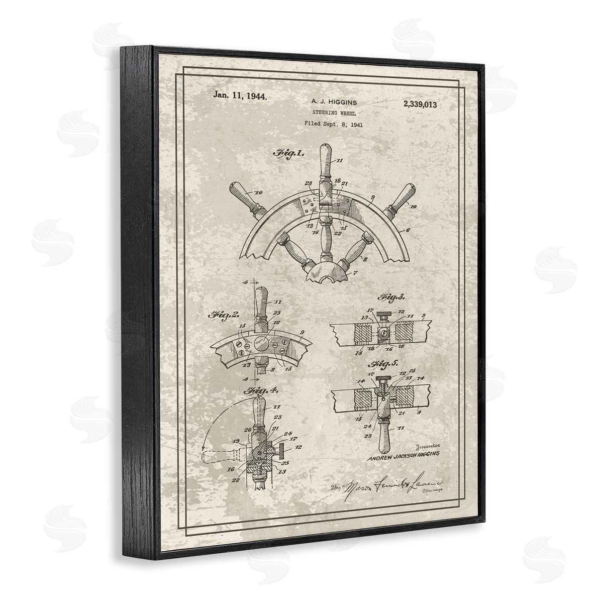 Stupell Studio Vintage Ship Steering Wheel Diagram Interior View