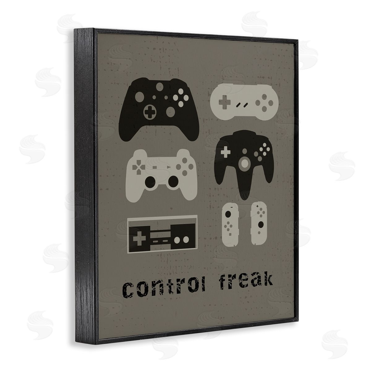 Stupell Studio Control fr_sideeak Distressed Pattern Black Grey Controllers