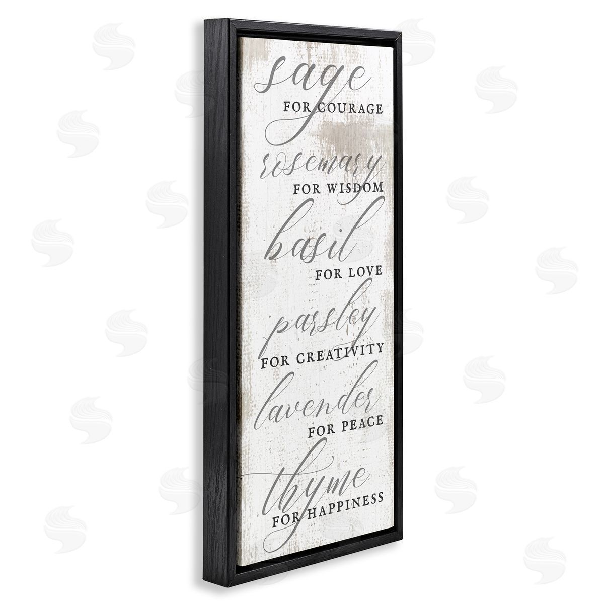 Sage Basil Thyme Sentimental Phrases Black Floating Frame Canvas Wall Art, Home Decor by Stupell Studio